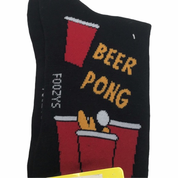 Foozys Beer Pong Socks, Black, Red - Picture 6 of 7